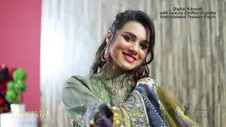 Meerab Digital Karandi with Luxury Dupatta Embroidered Trouser Patch Promo by Ghani Productions