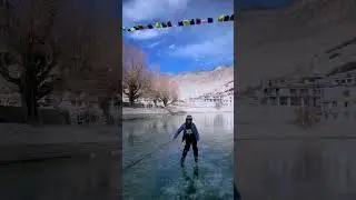 Frozen Nako Lake in winter. #spitivalley