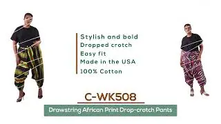 Drawstring African Print Drop-crotch Pants