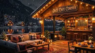 Jazz Relaxing Music Cozy Coffee Shop Winter Snow Ambience ❄️ Chill Jazz For Stress Relief