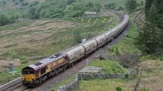 Castle Cement train to Clitheroe at Blea Moor Tunnel North end behind  66 111 on 30th May 2014