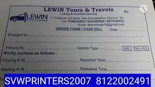 Tours & Travels Bill book @sriveeraragavaprinters