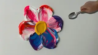 Easy Colorful Flower Painting | Acrylic Floral Art on Gradient Background #037
