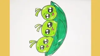 How to draw cute easy peas cartoon drawing || tutorial for beginners || step by step 