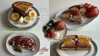 am 32 | 맛있게 먹은 아침5 | 연어베이글 | 크로아상 | 오픈토스트 | 원플레이트 | 버섯치즈샌드위치
