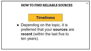 HOW TO FIND RELIABLE SOURCES