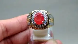 Batu Cincin Natural Orange Safir songea Paparacha asli (Kode 1560)