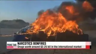 Pakistan destroys drink and drugs haul   파키스탄， 압수한 마약과 주류 불태워