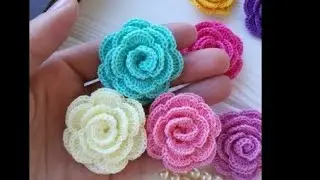 طريقه عمل ورده بلدي مجسمه بطريقه سهله وبسيطه كروشيه حبيبه