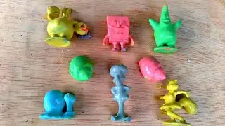 Membersihkan Spongebob, patrick, Tuankrabs,klomang,gary,Squidward,Sandy Penuh lumpur