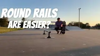 My First Smith Grind on a Round Rail! 