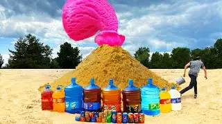EXPERIMENT: Big Violet Volcano Toothpaste Eruption from Mentos VS Coca-Cola, Fanta, Sprite, Pepsi