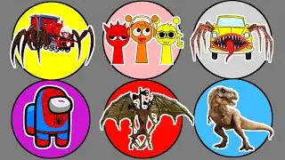 Spin Wheel !! Among Us vs Sprunki, Siren Head Devil, Car Eater, T-rex, Chocho Charles 