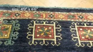 4x6 Peshawar Pakistani Silky Wool Handmade Rug