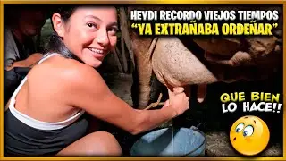 Madrugamos a ordeñar vacas y Heydi no se aguantaba por hacerlo. Nadie se esperaba que fuera experta