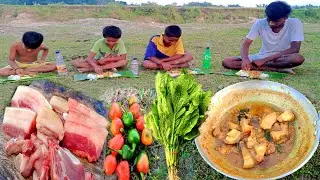 PORK Curry Cooking & Eating 🤤 || King Chilli 🌶️💥 Lai Shak Village Style Making 