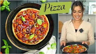 Pizza Rezept - leckere Gem&uuml;se-Pizza ganz einfach selber backen / World Vegan Day / Veganes Rezept