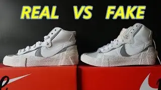 REAL VS FAKE || SACAI X NIKE BLAZER MID WHITE GREY REVIEW