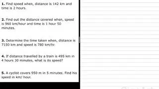 Class 5 Mathematics Solved Worksheet of Speed Distance and Time