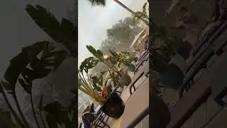 Strong winds and thunderstorms hit Santa Pon&ccedil;a, Mallorca, Spain