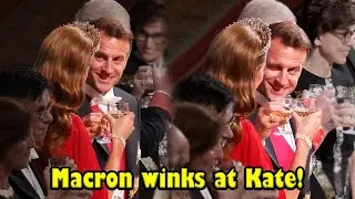 President Macron spotted winking at Princess Kate at the French state banquet