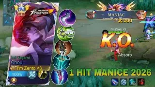 GLOBAL CHOU NEW ONE HIT MANIAC BUILD & EMBLEM!! 💯 IMMORTAL - CHOU BEST 1 HIT BUILD 2026!!
