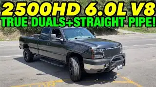 2006 Chevy Silverado 2500HD 6.0L V8 True Dual Exhaust с прямой трубой!