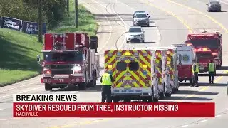Skydiver rescued, instructor presumed to have fallen out of sky without parachute, police say