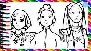 Easy Drawing the Characters from K Pop Demon Hunters:Huntrix Rumi,Mira and Zoey👩🎤🎤✨😈👹🗡️🧑�