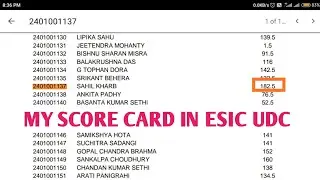 My Score Card in Esic Udc | Esic Udc marks 2022