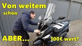 Installation: SYM Jet14 125cc Fabri windscreen: Instruction, experience, problems, tips, conclusion