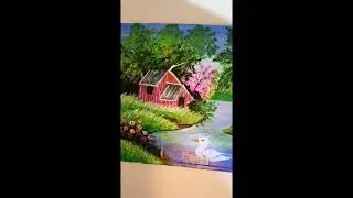 nature acrylic painting/ beautiful river side scenery painting 🎨🎨
