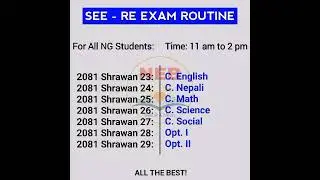 Re - Exam Routine  For Class 10 (SEE) || For 2081 Student #notice #noteswithnazni#a+#exam #subscribe