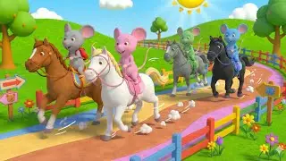 Little 4 Mouse and the Horse Race 🐭🏇🎶 | Racing Horses Song | Kids Nursery Rhymes