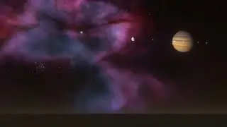 Awesome View of the Gas Giant Planet, Binairy Stars, Nebula and a Huge Galaxy on an Alien Moon