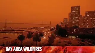 Drone video shows ominous red skies across San Francisco skyline