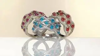 Exotic Gemstone & Diamond Wave Design Band Ring 14K Gold on QVC