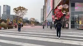 [4KHDR]China walking street |  Walk in Huafu Boulevard Chengdu | Real china city