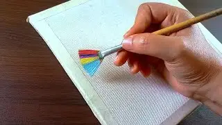 Easy way to Paint a Silent Winter Painting ASMR ❄️ / Acrylic Landscape Tutorial / DEMO #277