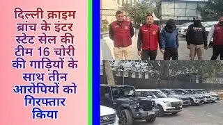 Delhi crime branch की इंटर स्टेट सेल की टीम 16 चोरी की गाड़ियों के साथ 3 आरोपियों को गिरफ्तार किया