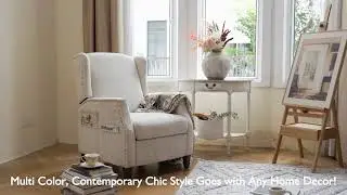 COLAMY Wingback Fabric Push Back Recliner with Rivet Detailing