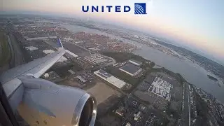 (Wide Angle) United 737-800 Beautiful Takeoff Newark EWR