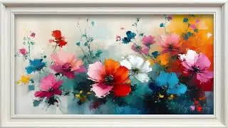 Modern Abstract Flowers in White Frame 4K screensaver Frame Art TV