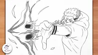How to draw Sukuna easy | step by step (fire arrow) | Jujutsu Kaisen drawing tutorial