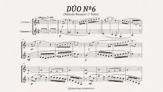 D&uacute;o Clarinete Romero 6 - Clarinete 2 (tempo lento) Partitura con acompa&ntilde;amiento Playalong