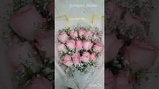 reference bouquet creation pink roses with babybreath.flared wrapping#lovebouquet#pinkrosebouquet