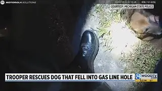 Trooper rescues dog that fell into gas line hole