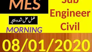 MES Sub Engineer civil || Solved paper || held on 08/01/2020  ||| MES|||