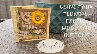 Get Crafty With Faux Flowers, Fabric, Wool, And Buttons To Create Adorable Junk Journal Cards!