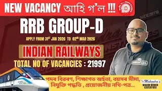 আহি গ’ল RRB New Vacancy  |Total Post: 21997 | Indian Railway | Apply Now| 